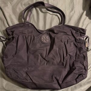 Tory Burch Classic Black Nylon Tote with Logo Medallion